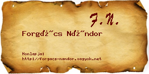 Forgács Nándor névjegykártya